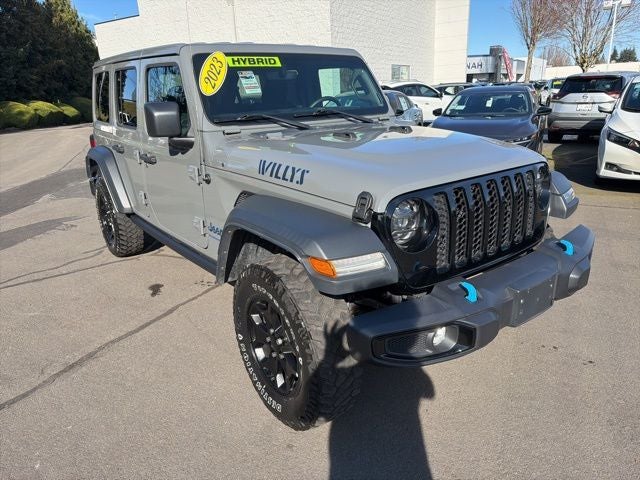 2023 Jeep Wrangler Willys 4xe in Sting-Gray Clearcoat — front three-quarter view